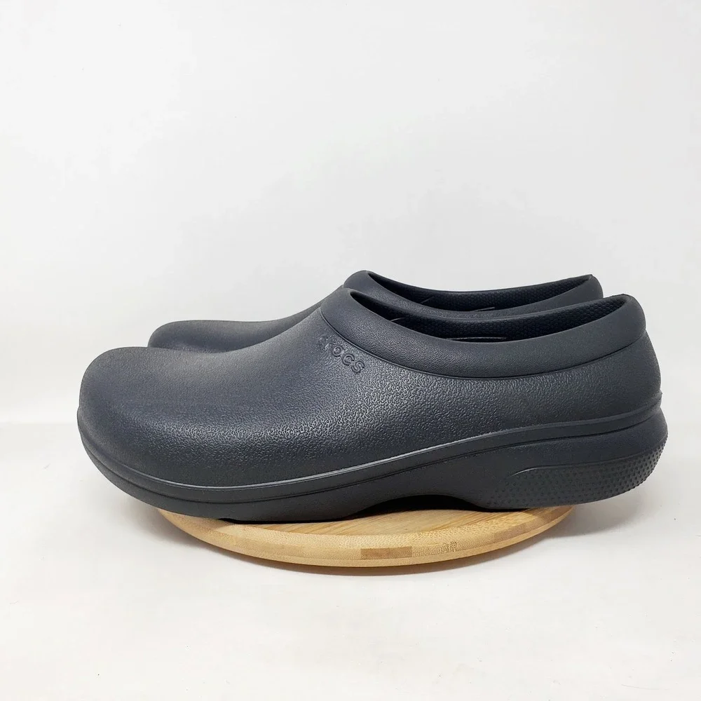 Crocs‎ On The Clock Shoes Mens 11 Black Clog Slip On Work Slip Resistant Kitchen